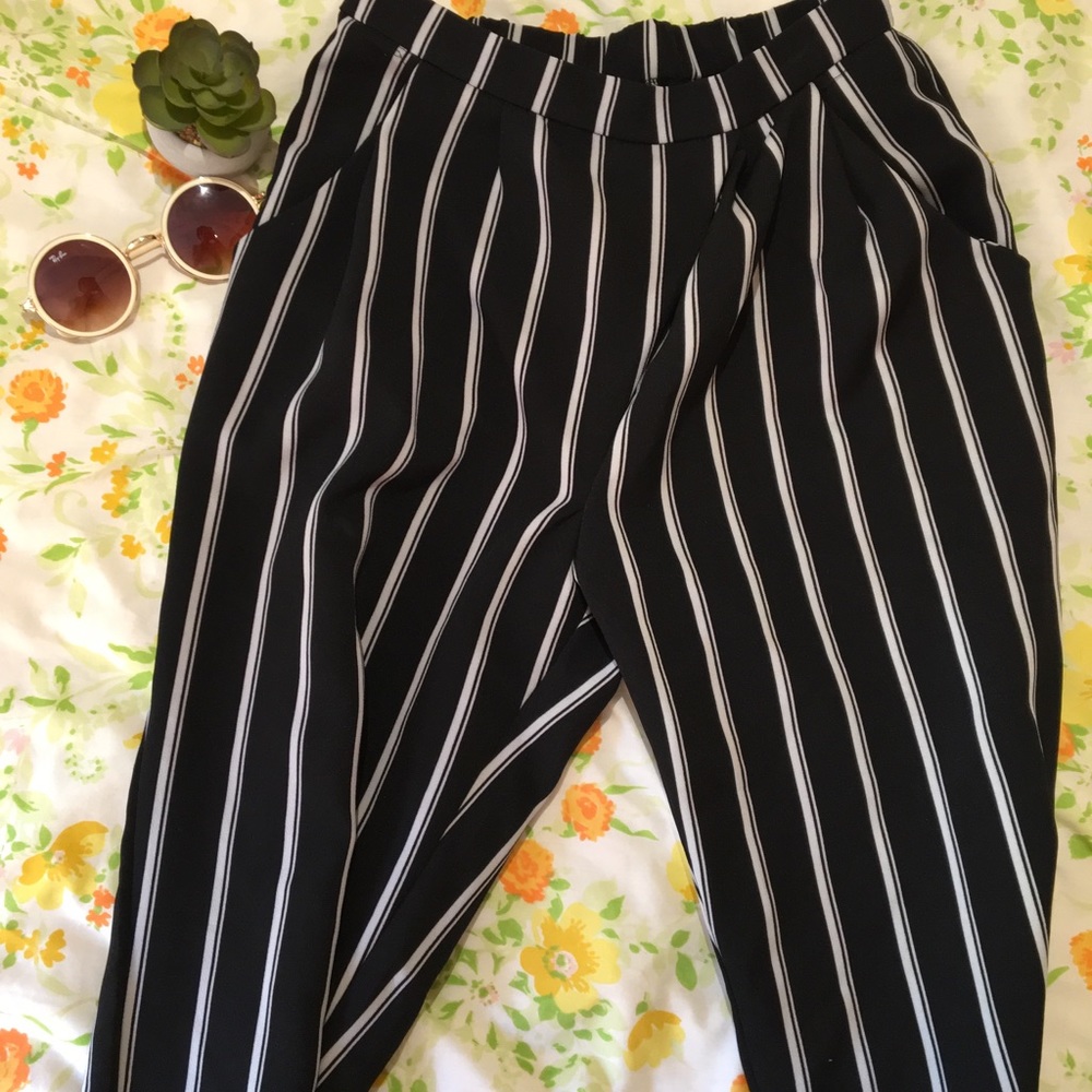 stripy high waisted pants